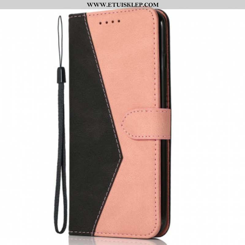 Etui Folio do Oppo A94 5G Dwukolorowa Trójkątna Sztuczna Skóra